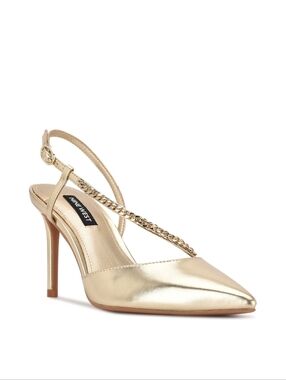 Nine West Metallic Gold Pointed Slingback Gisha Pump